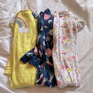 3 pack toddler girls footed pajamas- size 3T